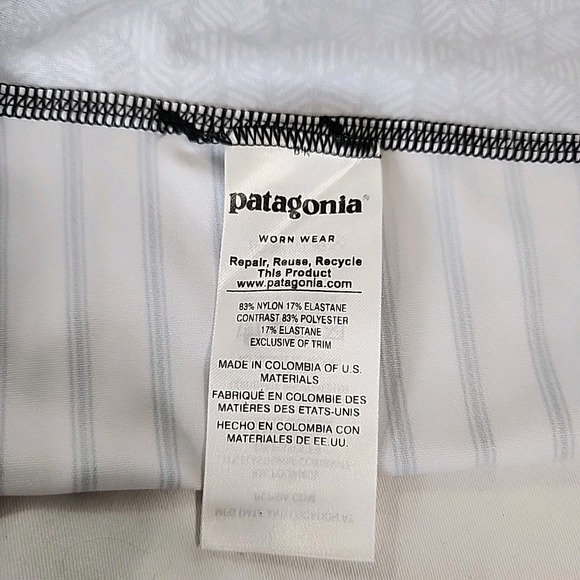 Patagonia Micro Swell Rashguard Black & White UPF 50+ Swim Shirt Women's Small - Picture 4 of 4